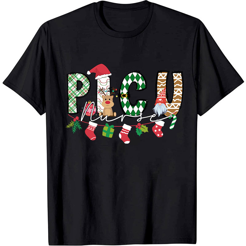 Personalized Cute Christmas Elements Nurse T-Shirt