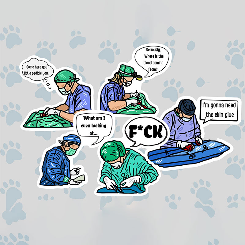 5 PCS Funny Surgeon Nurse Stickers