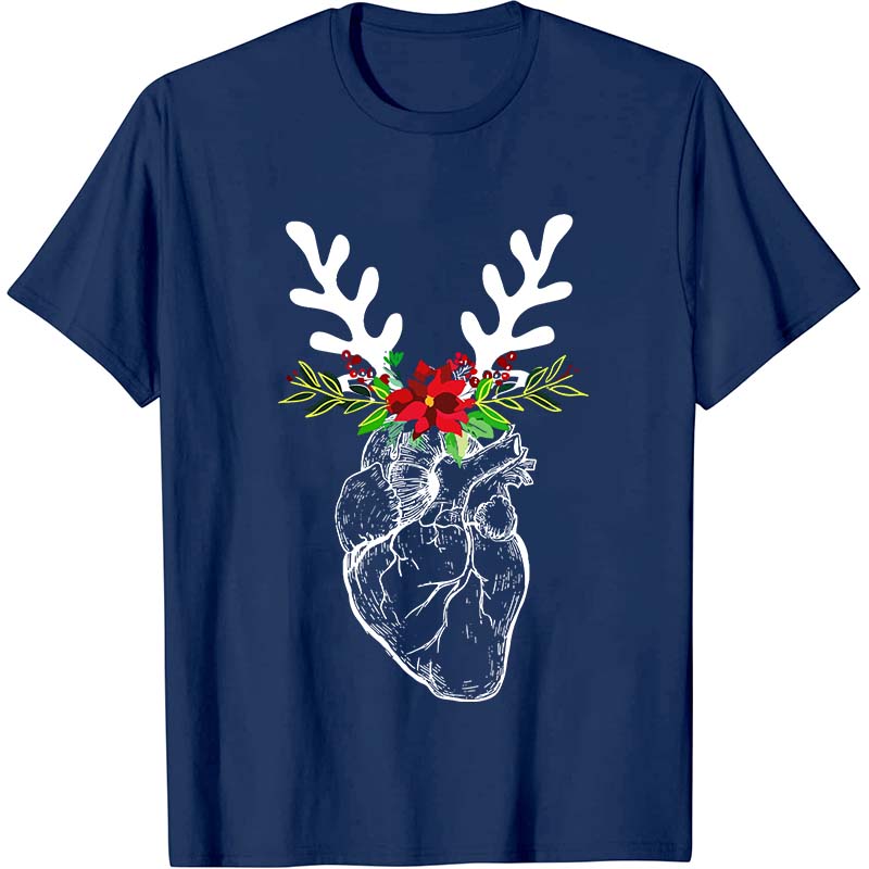 Christmas Deer Heart Nurse T-Shirt