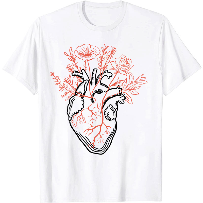 The Heart Is Full Of Flowers Nurse T-Shirt