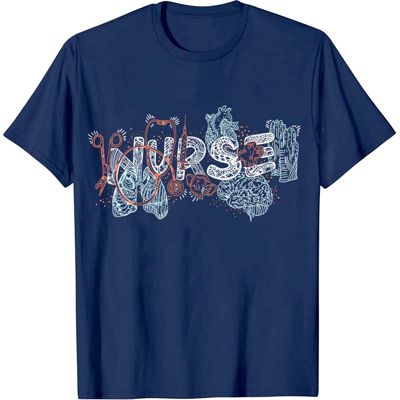 Floral Anatomy Line Nurse T-Shirt