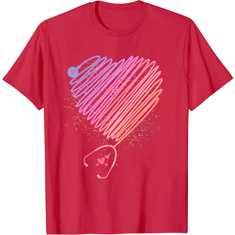 Colorful Love Stethoscope Nurse T-Shirt