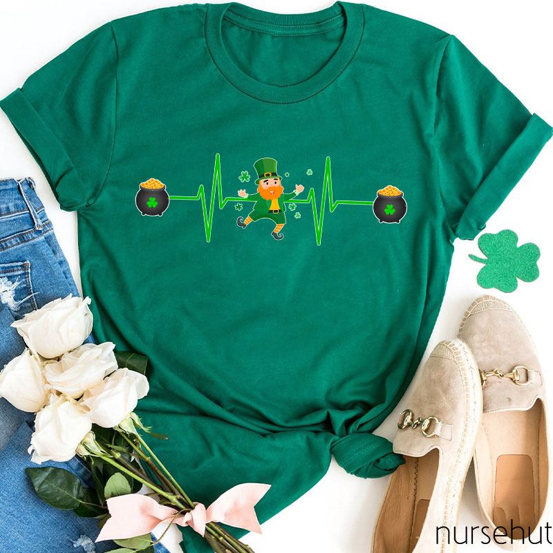 Leprechaun Golden Coins Wave Nurse T-Shirt