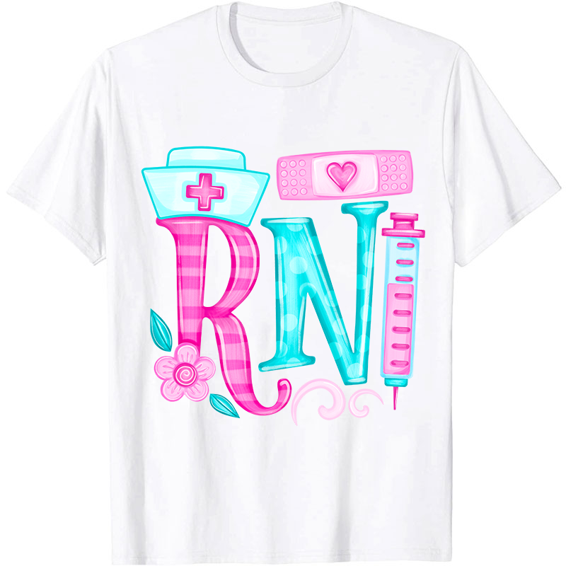 Personalized Job Title Pink Flower Nurse T-Shirt