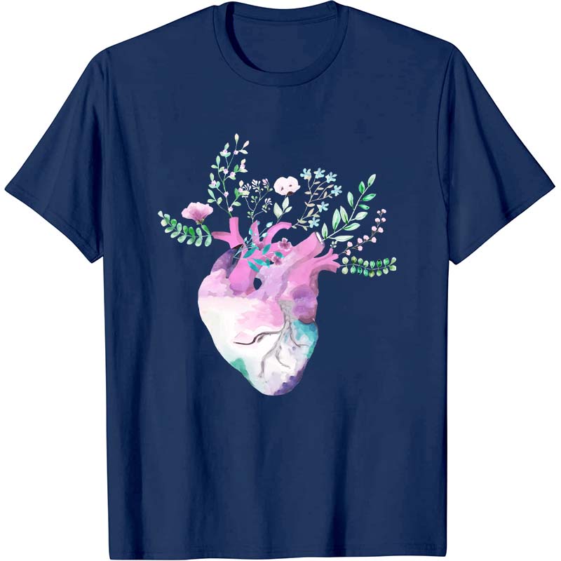 Flowers On The Heart Cardiac Nurse T-Shirt