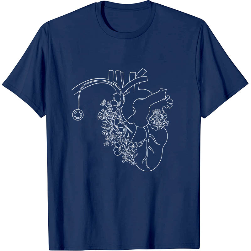 Blooming Flower Heart Nurse T-Shirt
