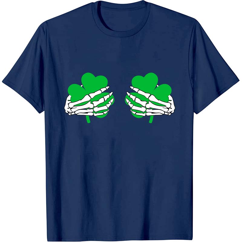 Shamrock Hand Skeleton Nurse T-Shirt