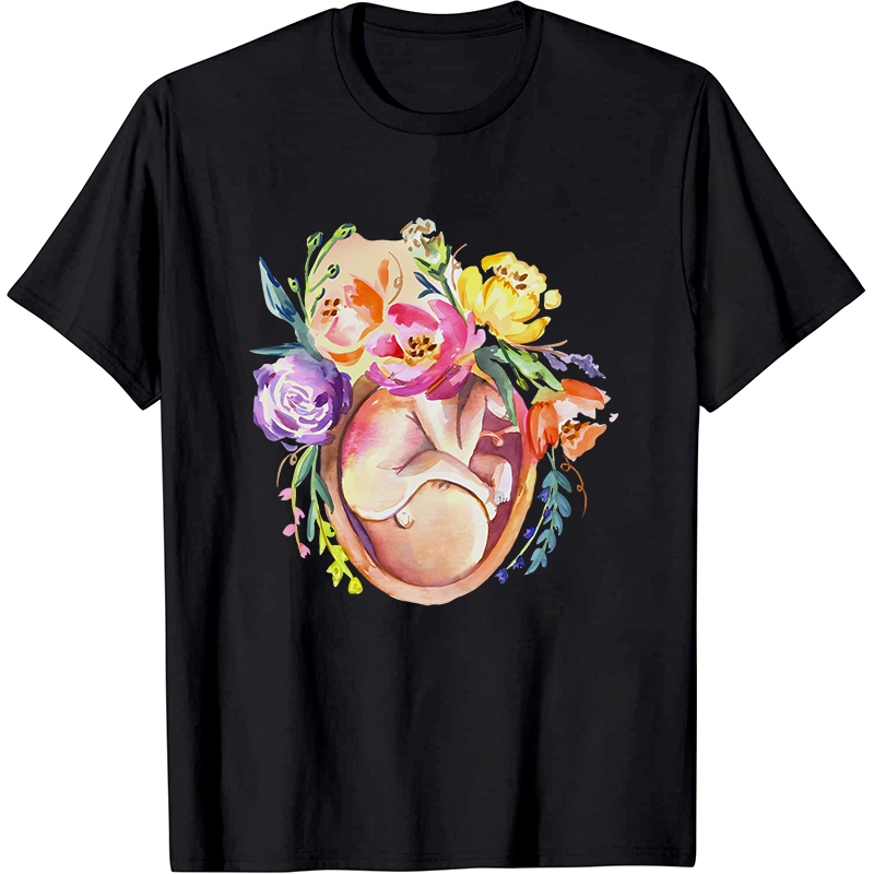 Floral Fetus Nurse T-Shirt