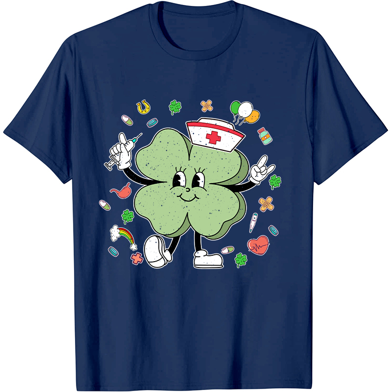 St Patricks Day Cute Clover Nurse T-Shirt