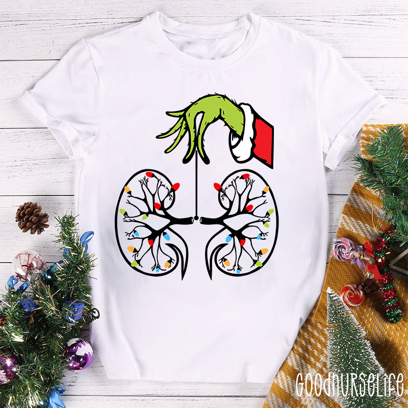 Kidney With Lights Christmas Nurse T-Shirt