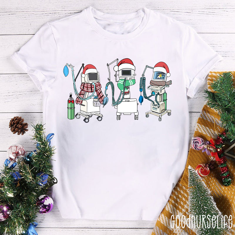 Ventilator Respiratory Therapist Christmas T-Shirt