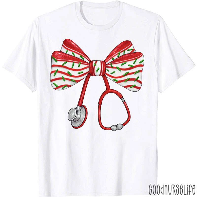 Nurse Holiday Stethoscope Bow  Nurse T-Shirt
