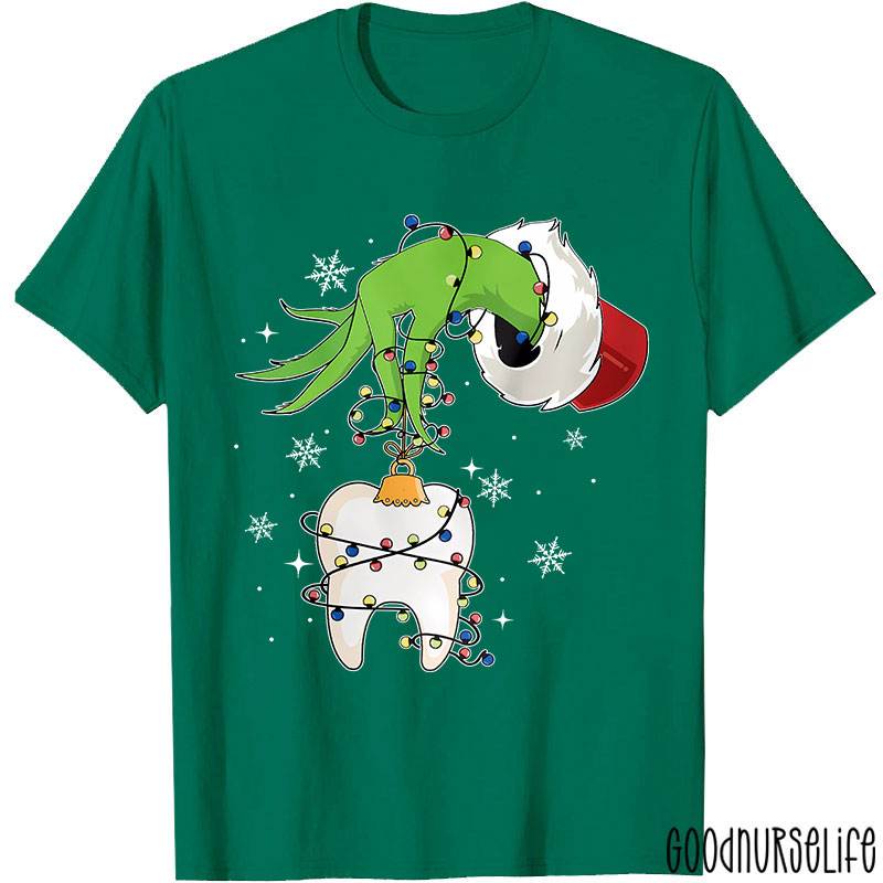 Funny Christmas Lights Tooth Nurse T-shirt