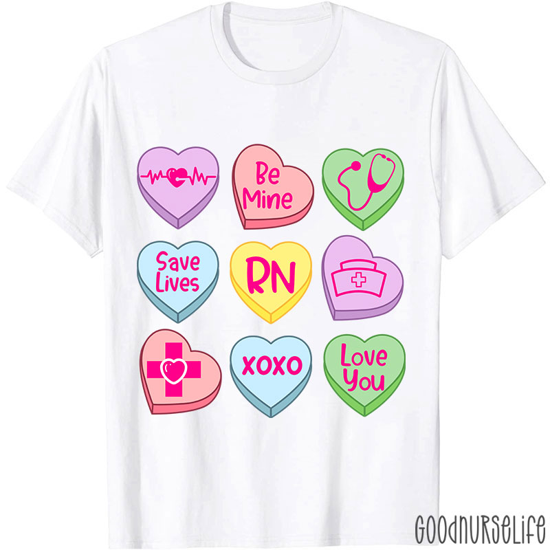 Valentine Nurse Conversation Hearts Nurse T-Shirt