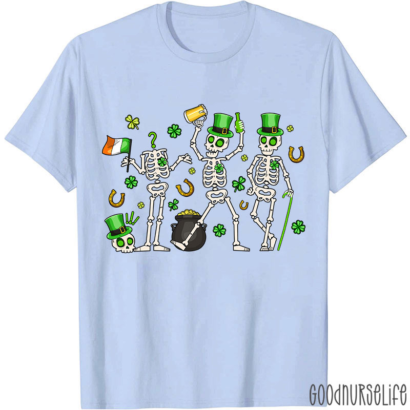 Lucky Skeleton Leprechauns Nurse T-Shirt