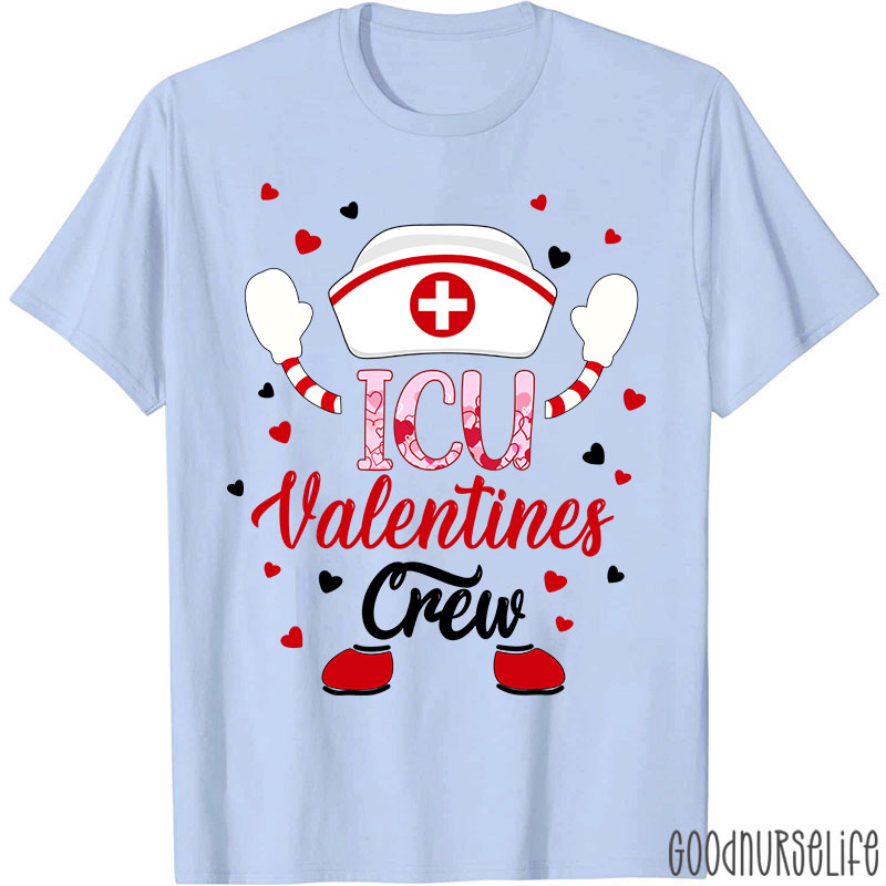 Personalized Department ICU Valentines Crew Nurse T-Shirt