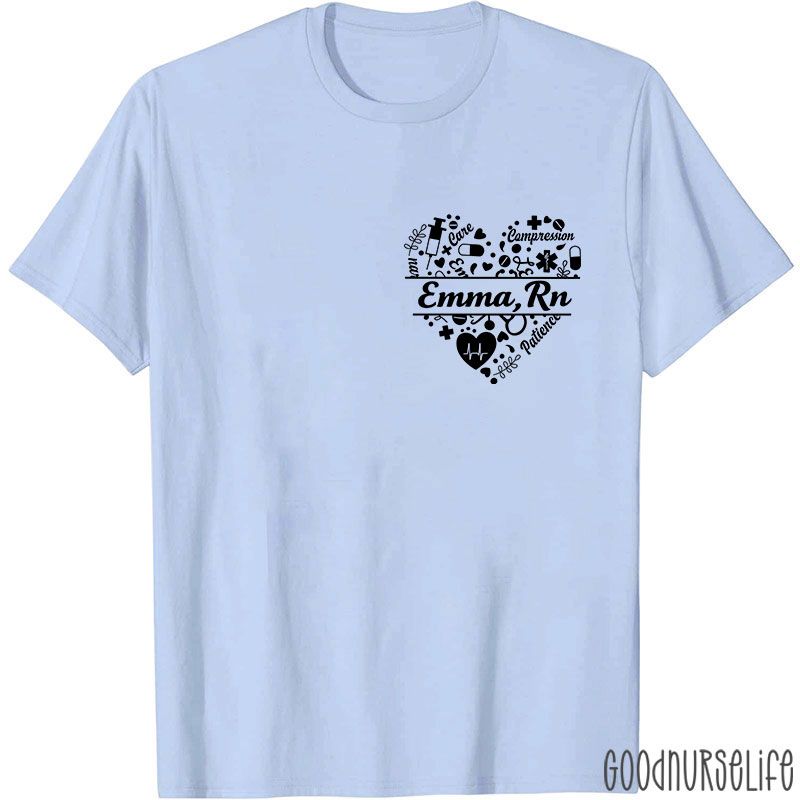 Personalized Name And Department Heart Gift For Nurse T-Shirt