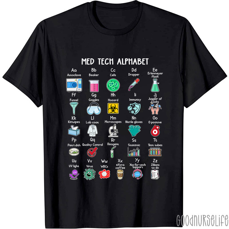 Med Tech Alphabet Nurse T-shirt