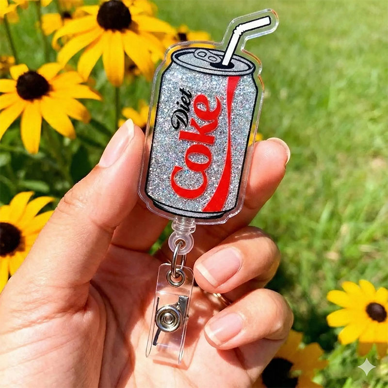 Glitter Diet Coke Badge Reel