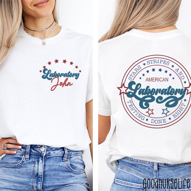 Personalized Laboratory American Stars Stripes Two Sided T-Shirt