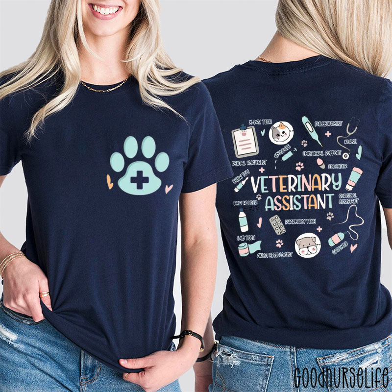 Funny Veterinary Assistant Vet Receptionist Two Sided T-Shirt