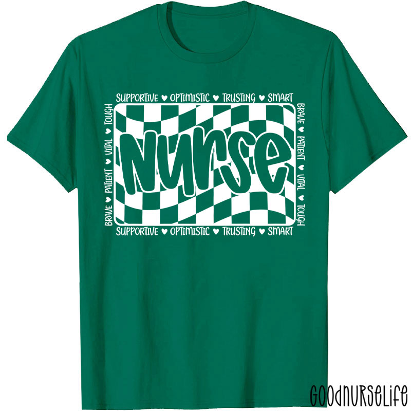 Personalized Checkered Nurse Word Nurse Week Nurse T-Shirt