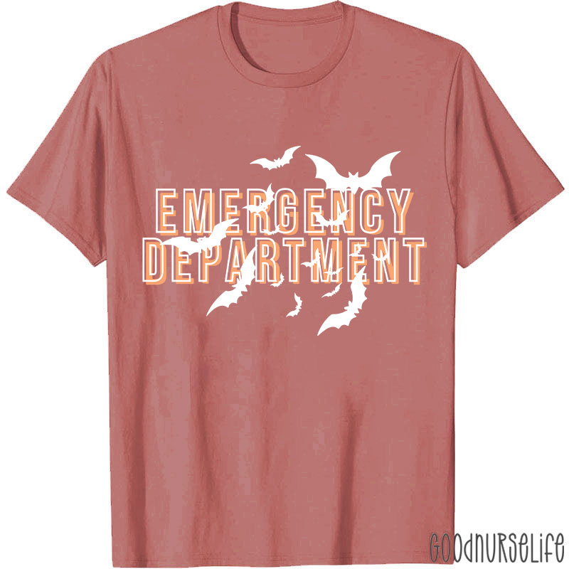 Halloween Bat Emergency Department Nurse T-Shirt