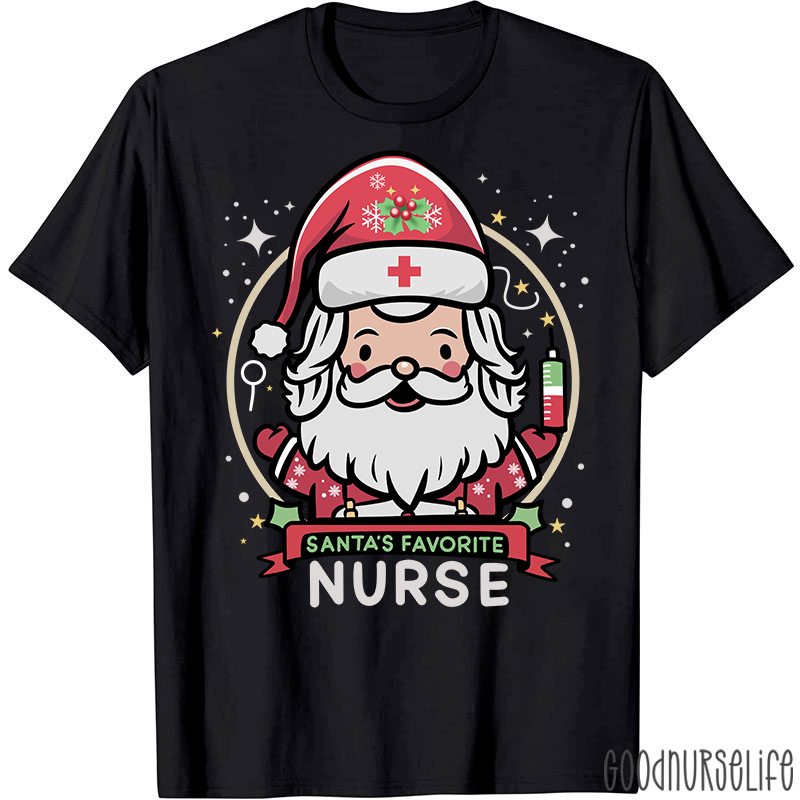 Santa's Favorite Nurse Christmas T-Shirt