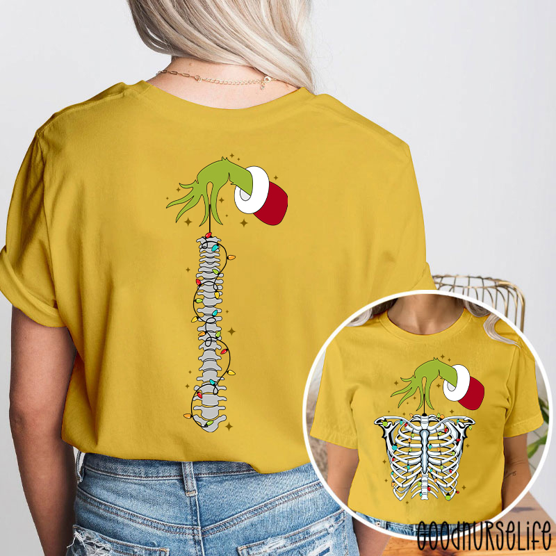 Hand With Festive Spine Lights Two Sided T-Shirt
