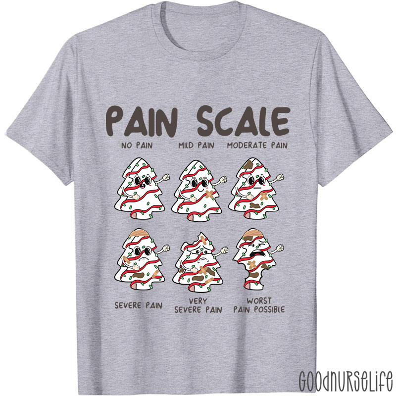 Funny Pain Scale Christmas Nurse T-shirt