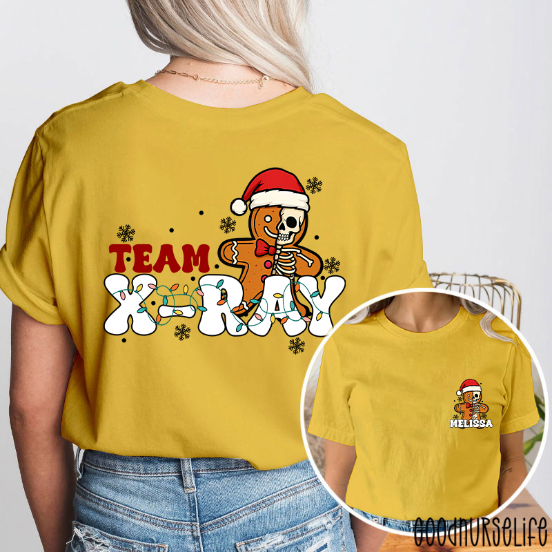 Personalized Skeleton Gingerbread Team X-Ray Two Sided T-Shirt