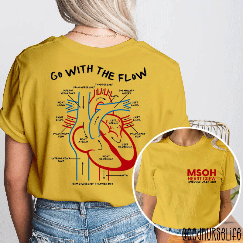Personalized Cardiac Flow Diagram Nurse Two Sided T-Shirt