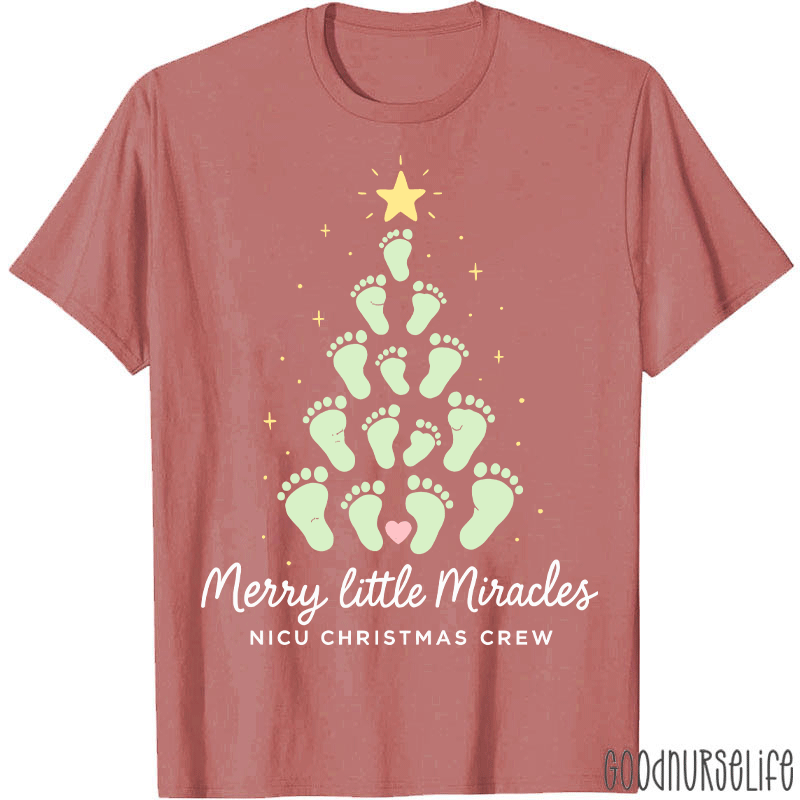 Merry Little Miracles Nicu Christmas Crew T-Shirt