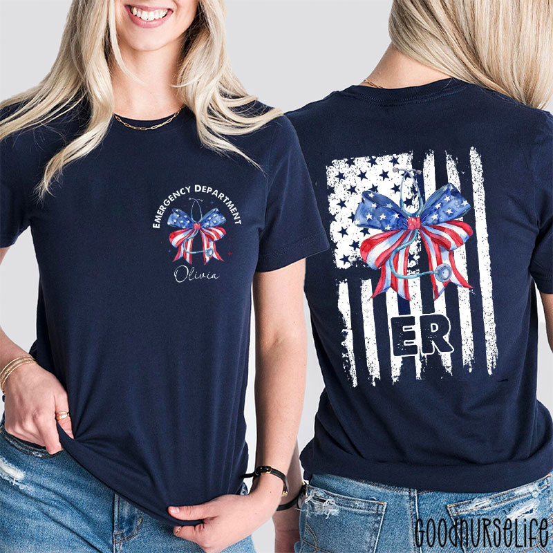 Personalized Emergency Department Nurse Two Sided T-Shirt
