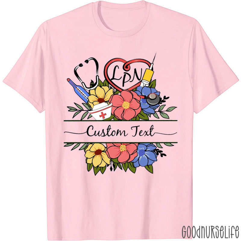 Personalized Floral Stethoscope And Nurse T-Shirt