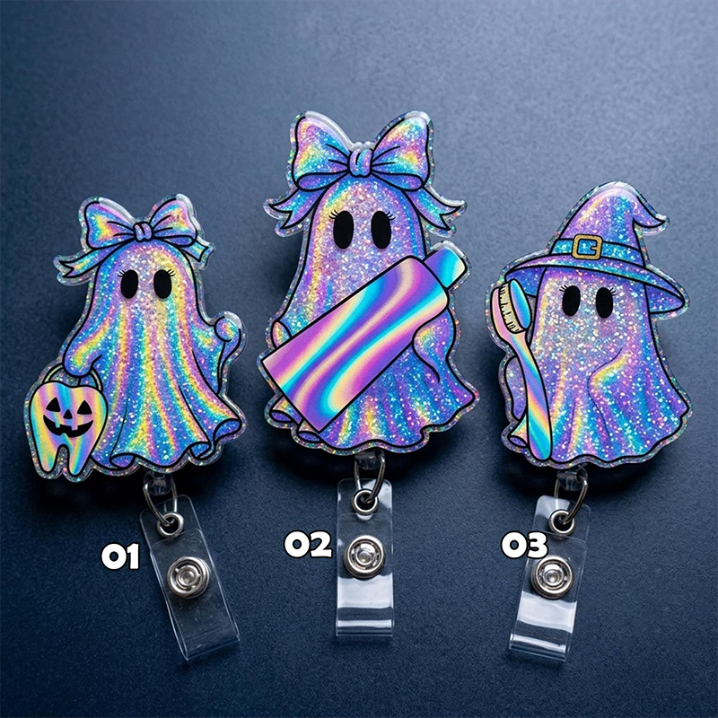 Personalized Neon Dental Ghost Badge Reel