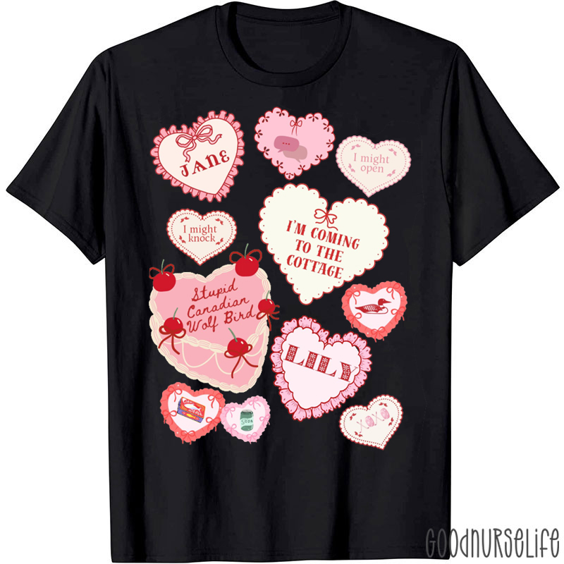 Valentine's Day Conversation Hearts Hockey T-shirt