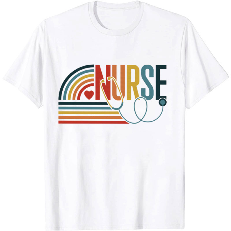 Retro Rainbow Nurse T-Shirt
