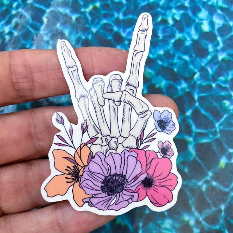 Skeleton Hand With Flowers Nurse Stickers