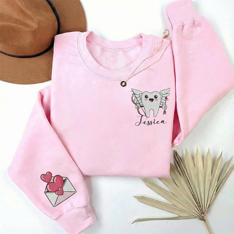 Personalized Coquette Bow Dental Valentine Sweatshirt