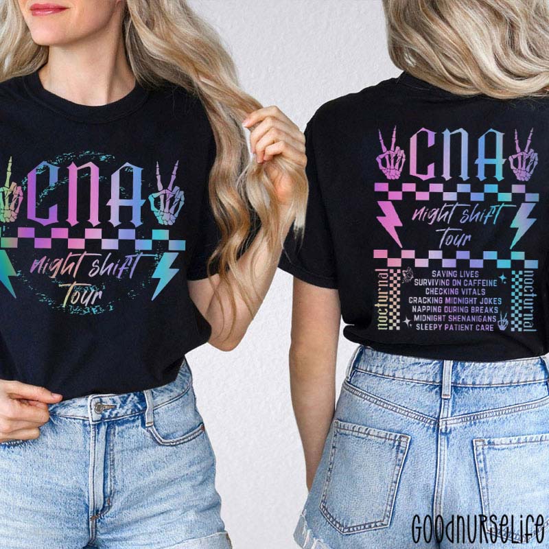 Personalized Night Shift Tour Nurse Two Sided T-Shirt