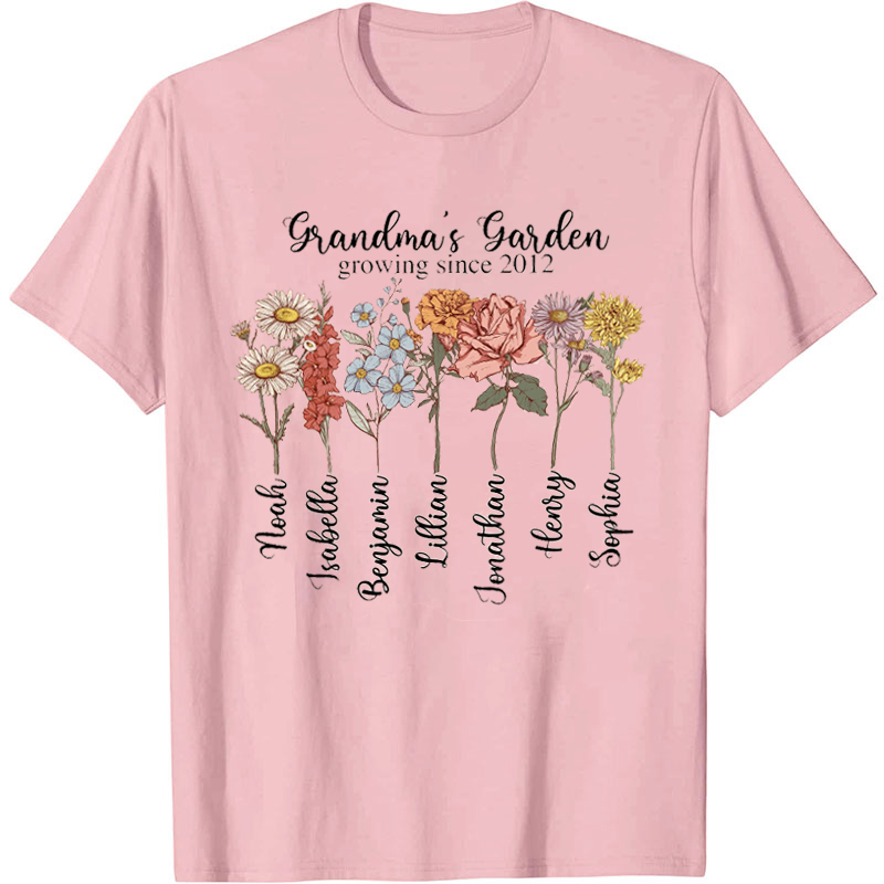 Personalized Grandma's Garden Growing Since T-Shirt