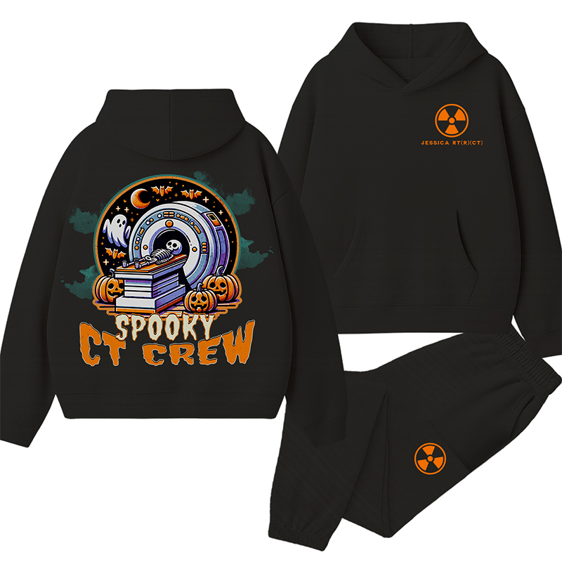 Personalized Halloween Radiology Spooky CT Crew Hoodie Set