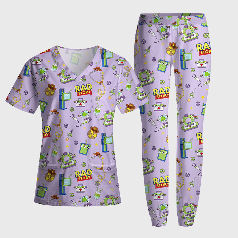 Rad Story Cute Icon Antimicrobial Scrubs Sets