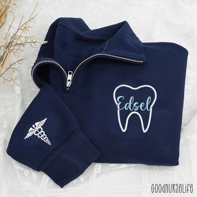 Personalized Name Caring For Your Smile Quarter Zip Sweatshirt