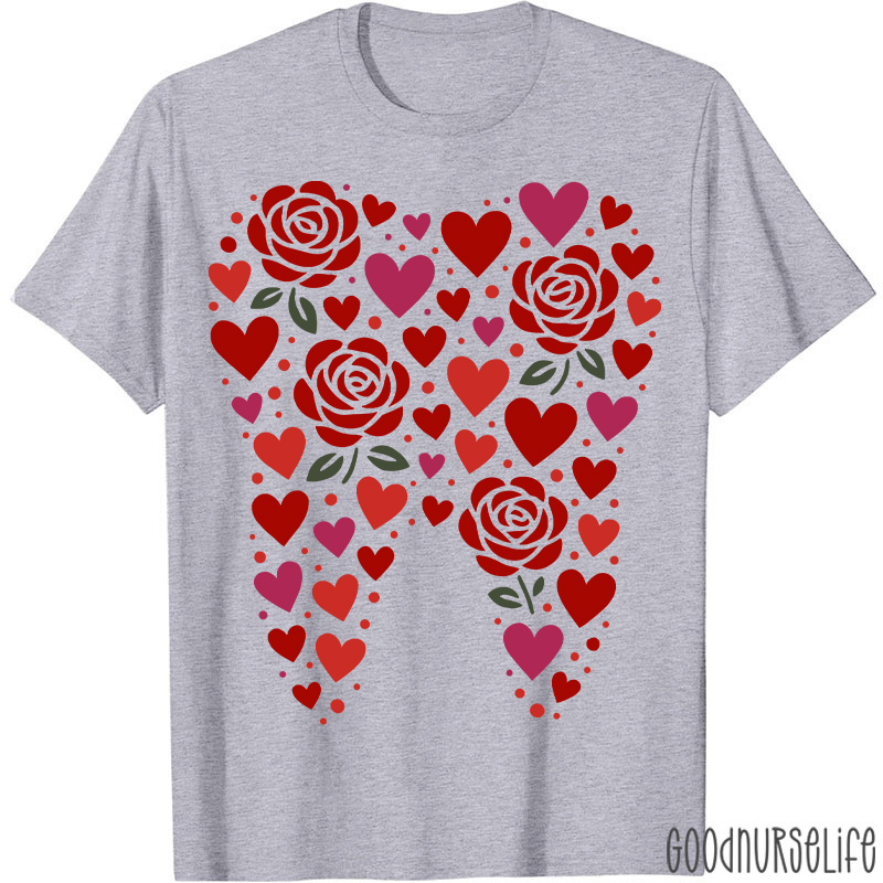 Valentine Rose Tooth Heart T-shirt
