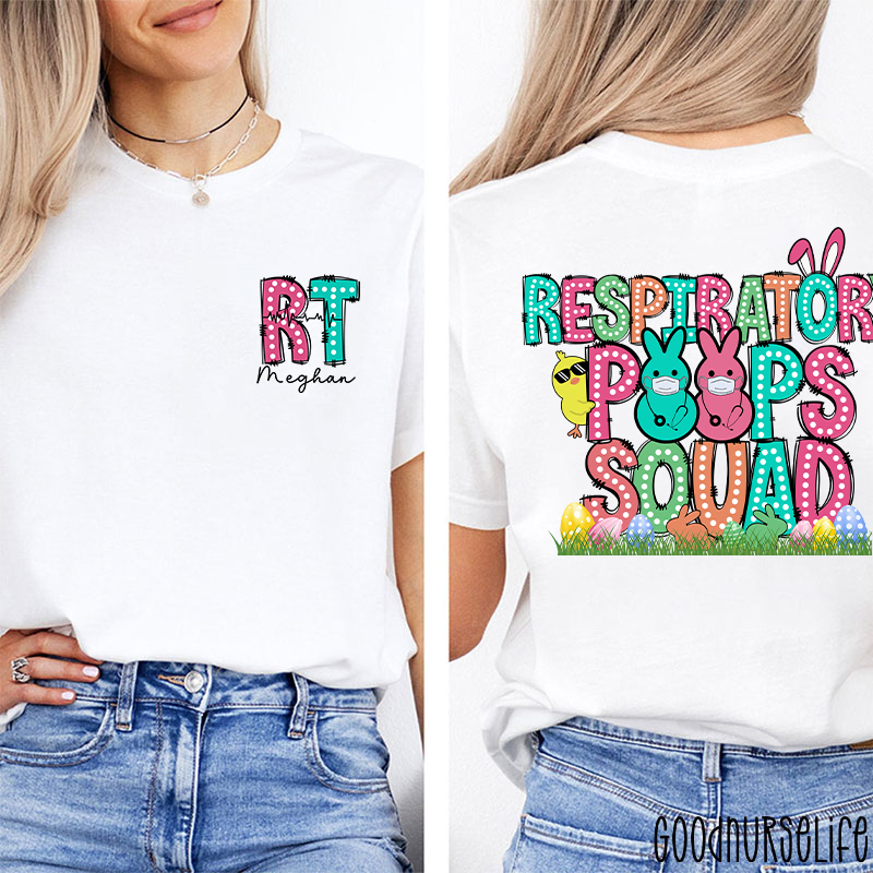 Personalized Easter Respiratory Therapist Two Sided T-Shirt