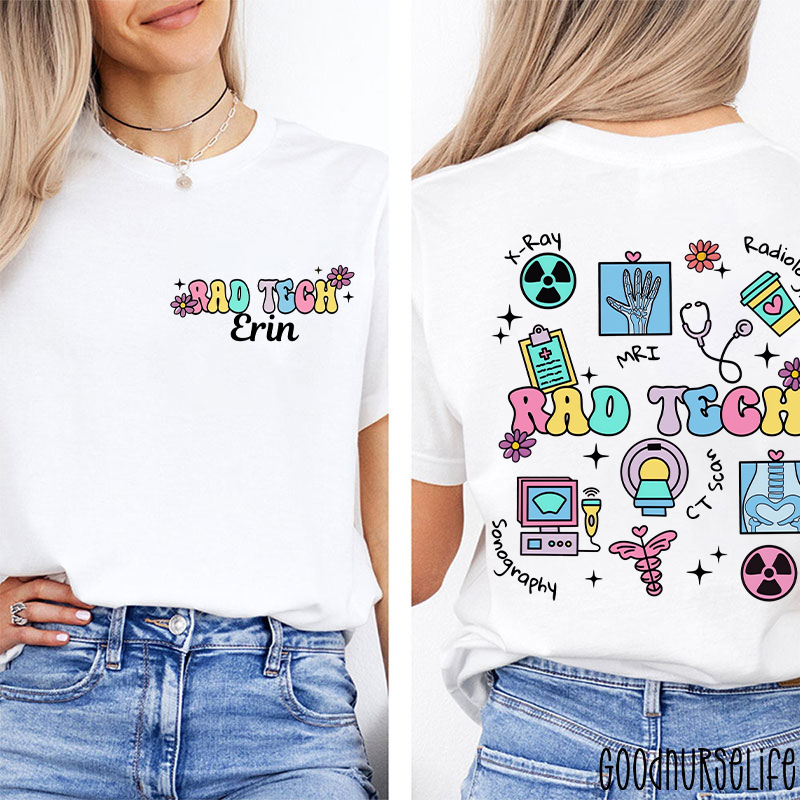 Personalized Radiology Tech Icon Radiology Two Sided T-Shirt