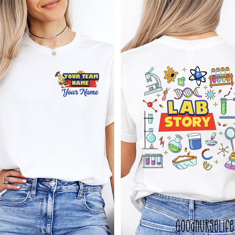 Personalized Name LAB Story Laboratory Stuffs Two Sided T-Shirt