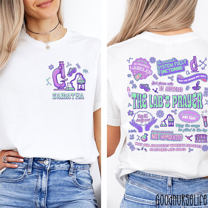 Personalized Name The Lab's Prayer Lab Tech Two Sided T-Shirt